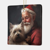 Cairn Terrier met Sinterklaas Feestelijke Kerstmis Keramisch Ornament (Links)
