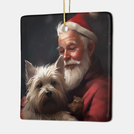 Cairn Terrier met Sinterklaas Feestelijke Kerstmis Keramisch Ornament (Links)