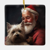 Cairn Terrier met Sinterklaas Feestelijke Kerstmis Keramisch Ornament (Voorkant)