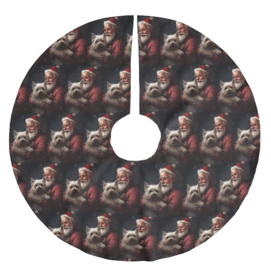 Cairn Terrier met Sinterklaas Feestelijke Kerstmis Kerstboom Rok (Voorkant)