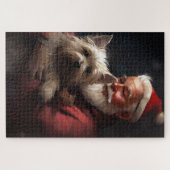 Cairn Terrier met Sinterklaas Feestelijke Kerstmis Legpuzzel (Horizontaal)