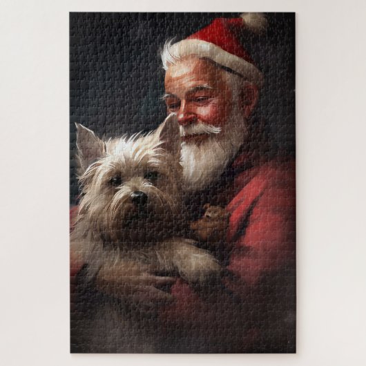 Cairn Terrier met Sinterklaas Feestelijke Kerstmis Legpuzzel (Verticaal)