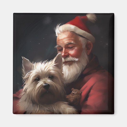 Cairn Terrier met Sinterklaas Feestelijke Kerstmis Magneet (Voorkant)