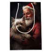 Cairn Terrier met Sinterklaas Feestelijke Kerstmis Medium Cadeauzakje (Voorkant)