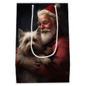 Cairn Terrier met Sinterklaas Feestelijke Kerstmis Medium Cadeauzakje (Achterkant)