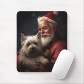 Cairn Terrier met Sinterklaas Feestelijke Kerstmis Muismat (Met muis)