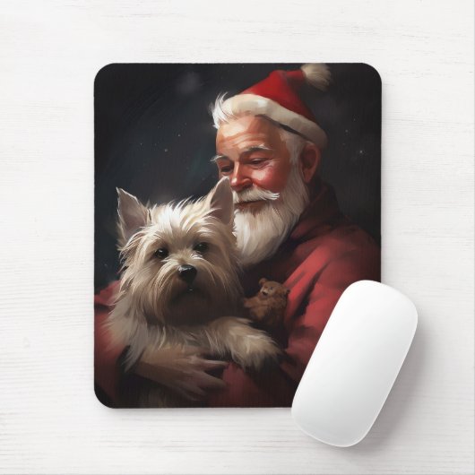 Cairn Terrier met Sinterklaas Feestelijke Kerstmis Muismat (Met muis)