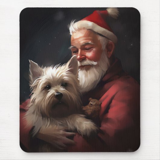 Cairn Terrier met Sinterklaas Feestelijke Kerstmis Muismat (Voorkant)