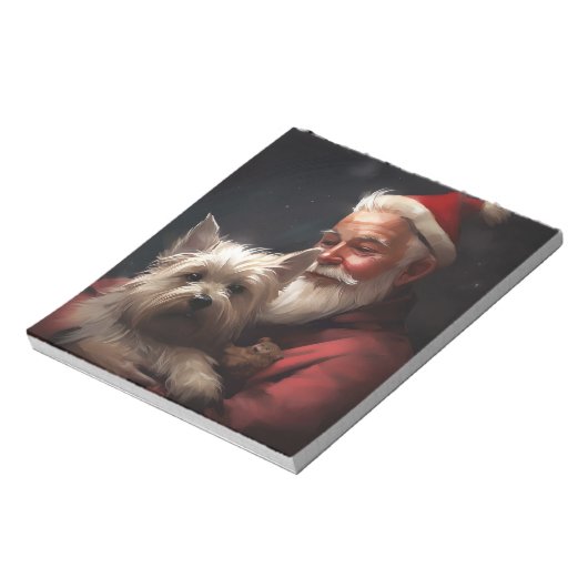 Cairn Terrier met Sinterklaas Feestelijke Kerstmis Notitieblok (Linkerzijde)