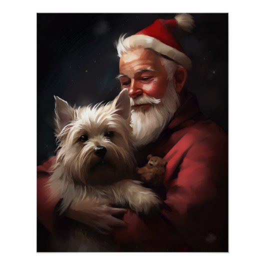 Cairn Terrier met Sinterklaas Feestelijke Kerstmis Perfect Poster (Voorkant)
