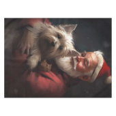 Cairn Terrier met Sinterklaas Feestelijke Kerstmis Tafelkleed (Voorkant (Horizontaal))