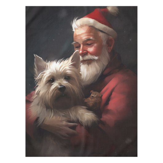 Cairn Terrier met Sinterklaas Feestelijke Kerstmis Tafelkleed (Voorkant)