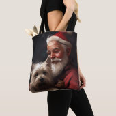 Cairn Terrier met Sinterklaas Feestelijke Kerstmis Tote Bag (Dichtbij)