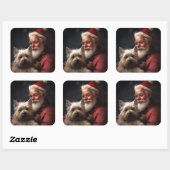 Cairn Terrier Met Sinterklaas Festieve Kerstmis Vierkante Sticker (Vel)