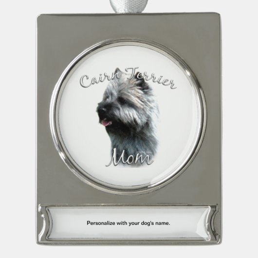 Cairn Terrier Moeder 2 Verzilverd Banner Ornament (Voorkant)