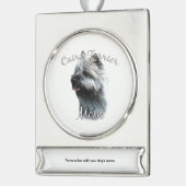 Cairn Terrier Moeder 2 Verzilverd Banner Ornament (Links)