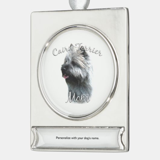 Cairn Terrier Moeder 2 Verzilverd Banner Ornament (Links)