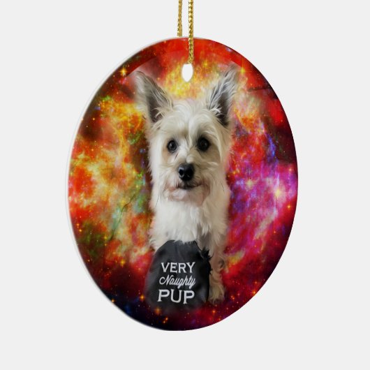 Cairn Terrier Naughty Dog kerstversiering Keramisch Ornament (Rechts)