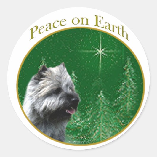 Cairn Terrier Peace Ronde Sticker (Voorkant)