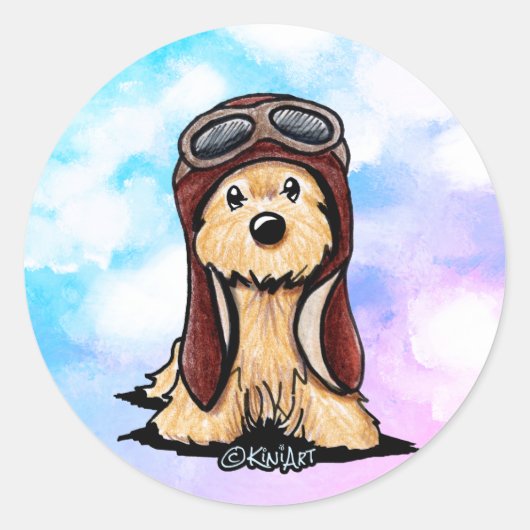 Cairn Terrier Pilot Ronde Sticker (Voorkant)