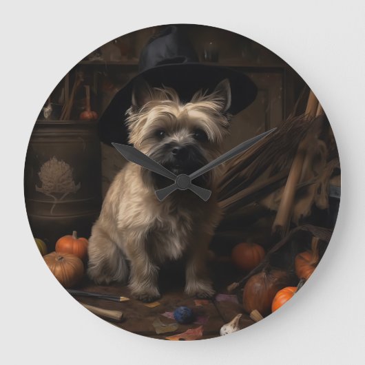 Cairn Terrier pompoenen Halloween eng Grote Klok (Voorkant)