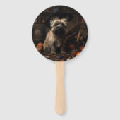 Cairn Terrier pompoenen Halloween eng Handwaaier (Voorkant)