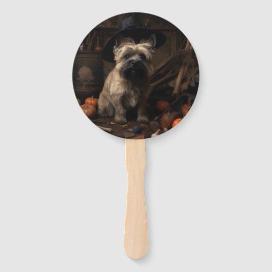Cairn Terrier pompoenen Halloween eng Handwaaier (Voorkant)