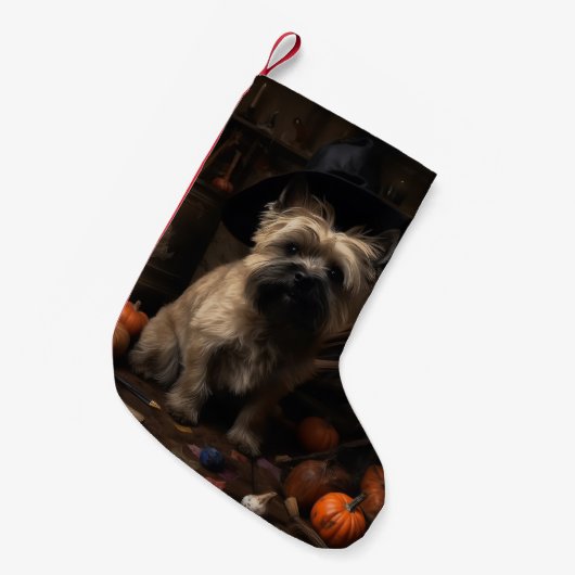 Cairn Terrier pompoenen Halloween eng Kleine Kerstsok (Voorkant (Hangend))