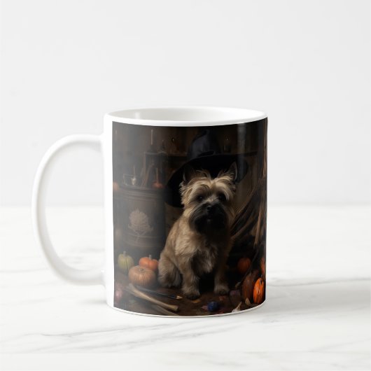 Cairn Terrier pompoenen Halloween eng Koffiemok (Links)