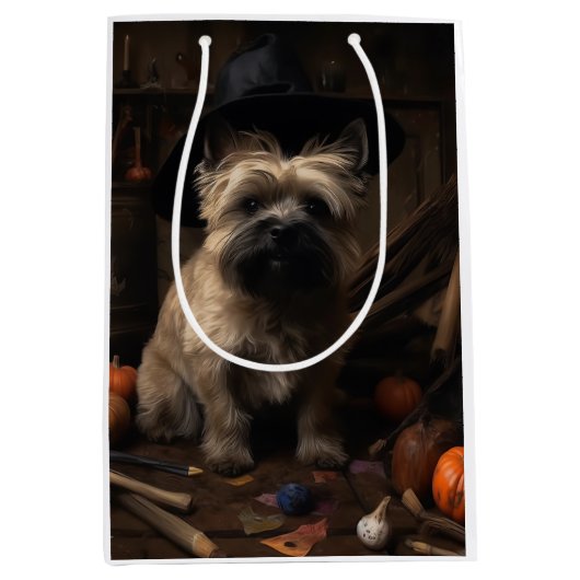 Cairn Terrier pompoenen Halloween eng Medium Cadeauzakje (Voorkant)
