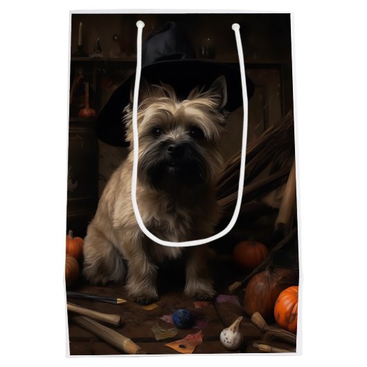 Cairn Terrier pompoenen Halloween eng Medium Cadeauzakje (Achterkant)
