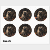 Cairn Terrier pompoenen Halloween eng Ronde Sticker (Vel)