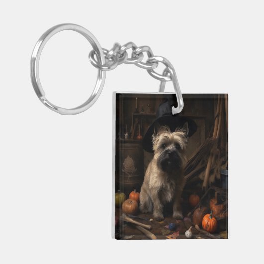 Cairn Terrier pompoenen Halloween eng Sleutelhanger (Voorkant Links)