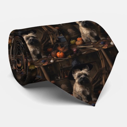 Cairn Terrier pompoenen Halloween eng Stropdas (Opgerold)