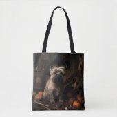 Cairn Terrier pompoenen Halloween eng Tote Bag (Voorkant)