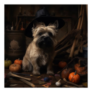 Cairn Terrier Pompoenen Halloween Griezelen Perfect Poster
