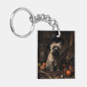 Cairn Terrier Pompoenen Halloween Griezelen Sleutelhanger (Voorkant Links)