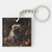 Cairn Terrier Pompoenen Halloween Griezelen Sleutelhanger (Achterkant)