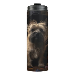 Cairn Terrier Pompoenen Halloween Griezelen  Thermosbeker