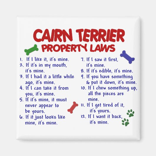 CAIRN TERRIER Property Laws 2 Magneet (Voorkant)