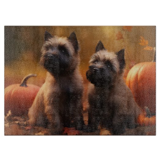 Cairn Terrier Pup Autumn Delight Pompoen Snijplank (Voorkant)