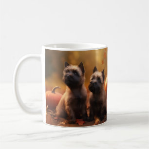 Cairn Terrier Pup Autumn Plezier Pompoen Koffiemok