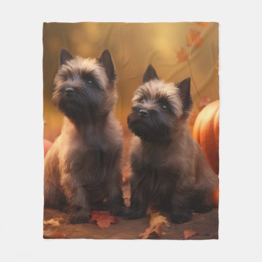 Cairn Terrier Puppy Herfst Delight Pompoen Fleece Deken (Voorkant)