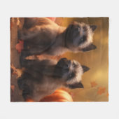 Cairn Terrier Puppy Herfst Delight Pompoen Fleece Deken (Voorkant (Horizontaal))