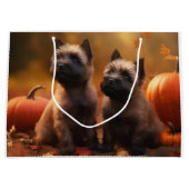Cairn Terrier Puppy Herfst Delight Pompoen Groot Cadeauzakje (Voorkant)