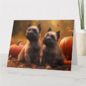 Cairn Terrier Puppy Herfst Delight Pompoen Kaart (Voorkant)