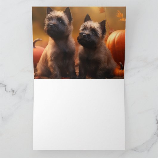Cairn Terrier Puppy Herfst Delight Pompoen Kaart (Binnen)