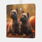 Cairn Terrier Puppy Herfst Delight Pompoen Keramisch Ornament (Links)