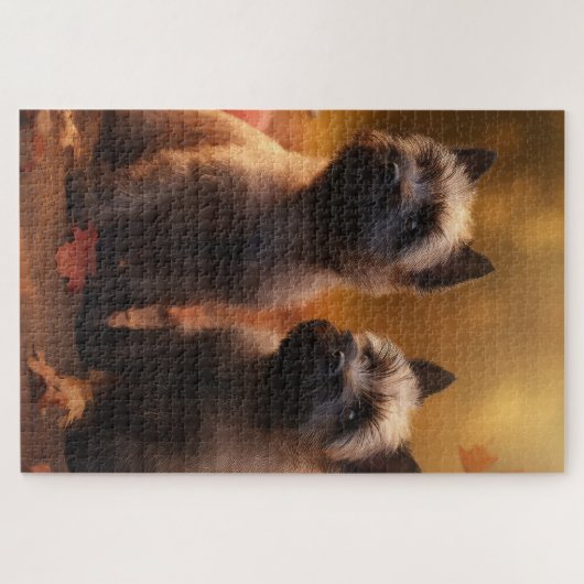 Cairn Terrier Puppy Herfst Delight Pompoen Legpuzzel (Horizontaal)