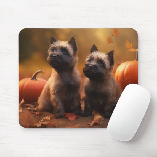 Cairn Terrier Puppy Herfst Delight Pompoen Muismat (Met muis)